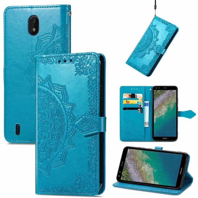 For Nokia C01 Plus Mandala Embossing Pattern Horizontal Flip Leather Case with Holder & Card Slots & Wallet & Lanyard