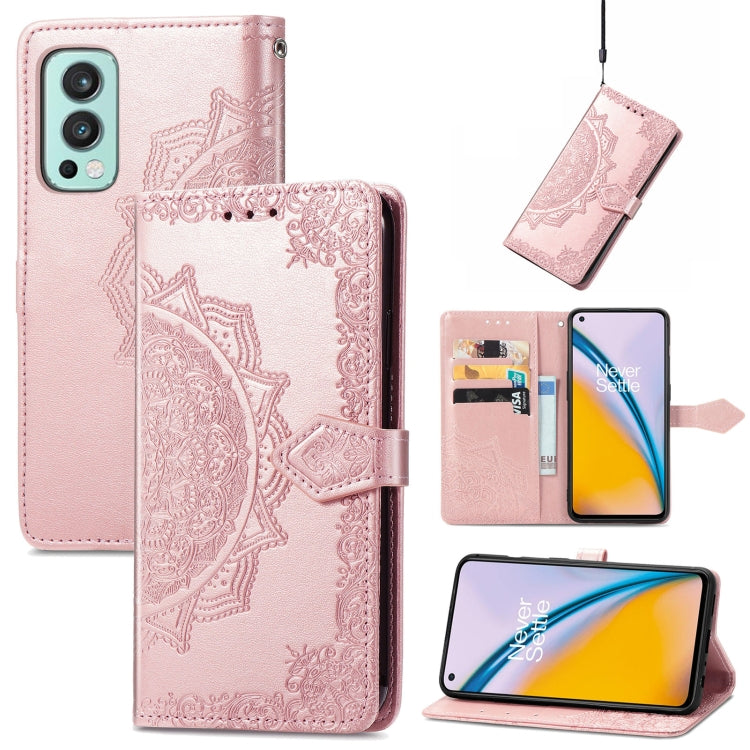 For OnePlus Nord 2 5G Mandala Embossing Pattern Horizontal Flip Leather Case with Holder & Card Slots & Wallet & Lanyard