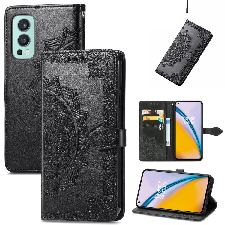 For OnePlus Nord 2 5G Mandala Embossing Pattern Horizontal Flip Leather Case with Holder & Card Slots & Wallet & Lanyard
