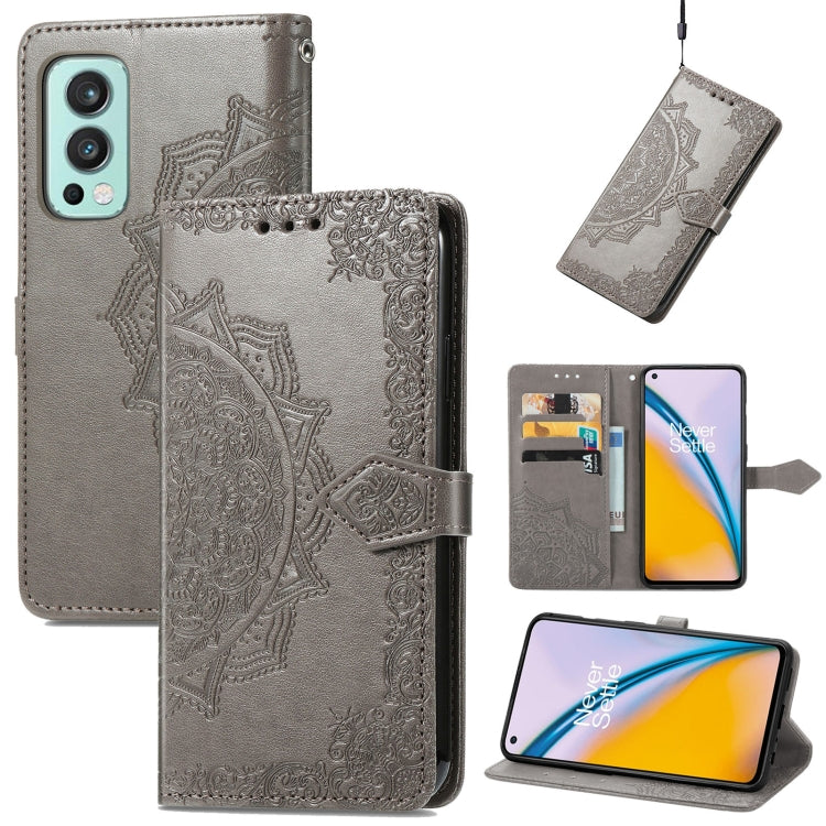 For OnePlus Nord 2 5G Mandala Embossing Pattern Horizontal Flip Leather Case with Holder & Card Slots & Wallet & Lanyard