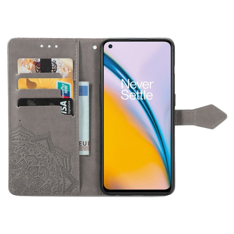 For OnePlus Nord 2 5G Mandala Embossing Pattern Horizontal Flip Leather Case with Holder & Card Slots & Wallet & Lanyard