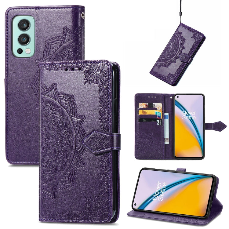 For OnePlus Nord 2 5G Mandala Embossing Pattern Horizontal Flip Leather Case with Holder & Card Slots & Wallet & Lanyard