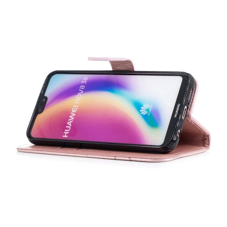 Diamond Encrusted Butterflies Love Flowers Pattern Horizontal Flip Leather Case for Huawei P20 Lite , with Holder & Card Slots & Wallet & Lanyard