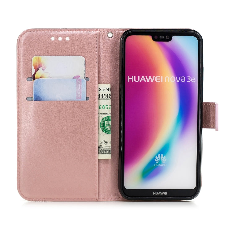 Diamond Encrusted Butterflies Love Flowers Pattern Horizontal Flip Leather Case for Huawei P20 Lite , with Holder & Card Slots & Wallet & Lanyard