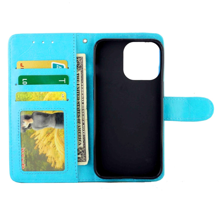 For iPhone 13 Crazy Horse Texture Leather Horizontal Flip Protective Case with Holder & Card Slots & Wallet & Photo Frame