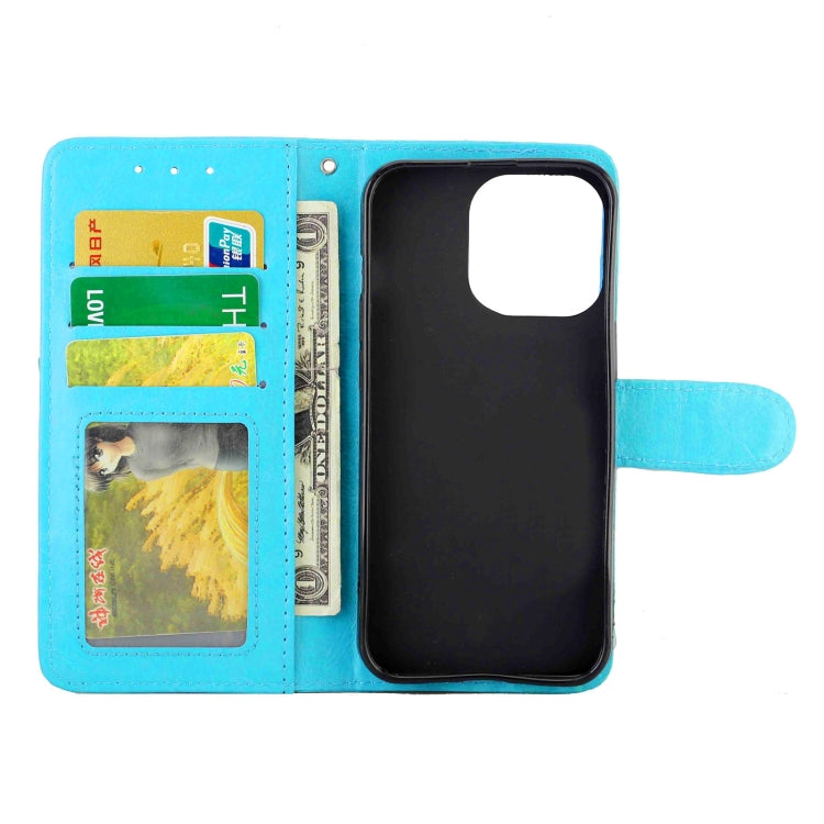 For iPhone 13 Pro Crazy Horse Texture Leather Horizontal Flip Protective Case with Holder & Card Slots & Wallet & Photo Frame