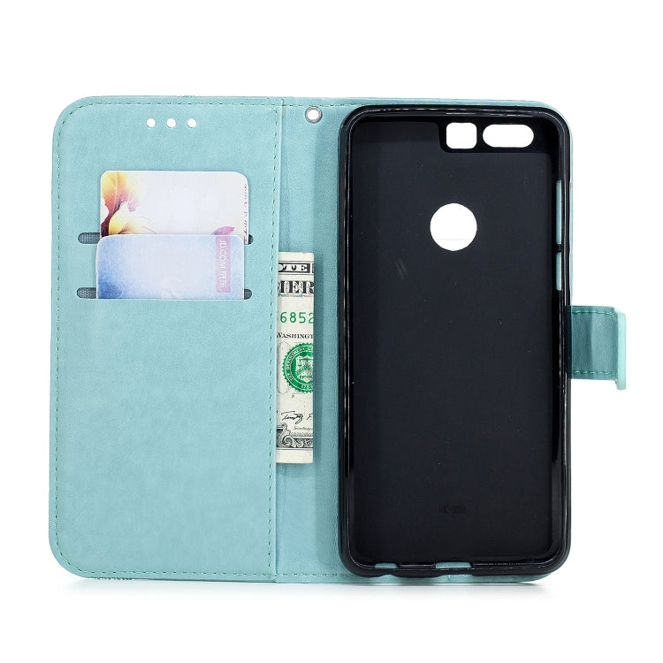 Diamond Encrusted Butterflies Love Flowers Pattern Horizontal Flip Leather Case for Huawei Honor 8  ,  withHolder & Card Slots & Wallet & Lanyard