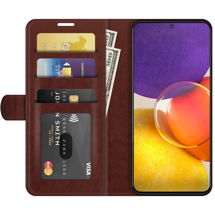 For Samsung Galaxy Quantum2 / A82 5G R64 Texture Single Horizontal Flip Protective Case with Holder & Card Slots & Wallet& Photo Frame