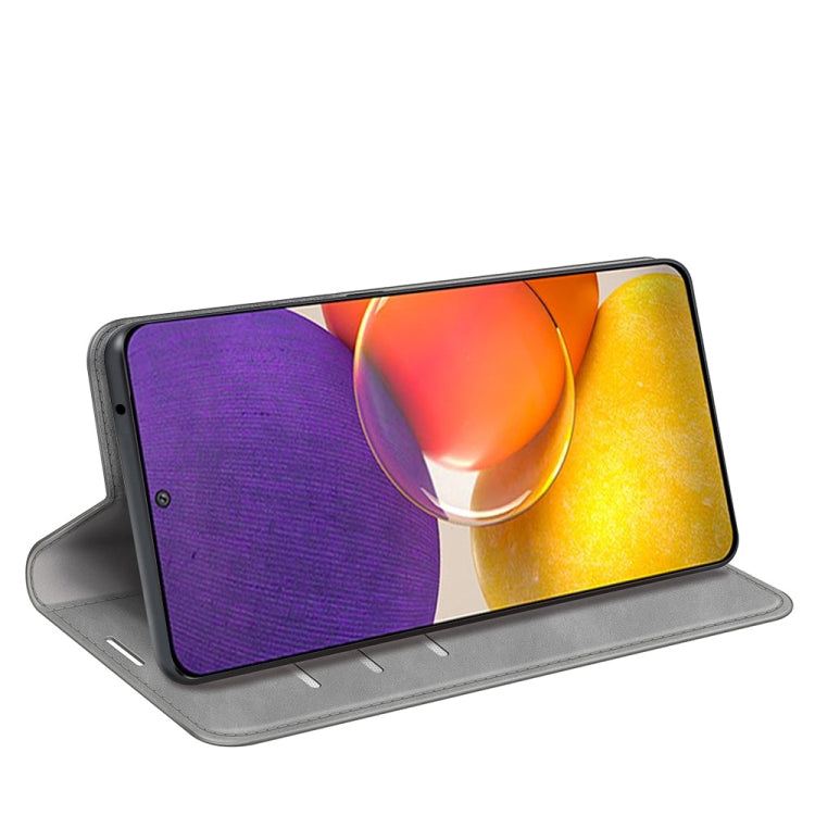 For Samsung Galaxy Quantum2 / A82 5G Retro-skin Business Magnetic Suction Leather Case with Holder & Card Slots & Wallet