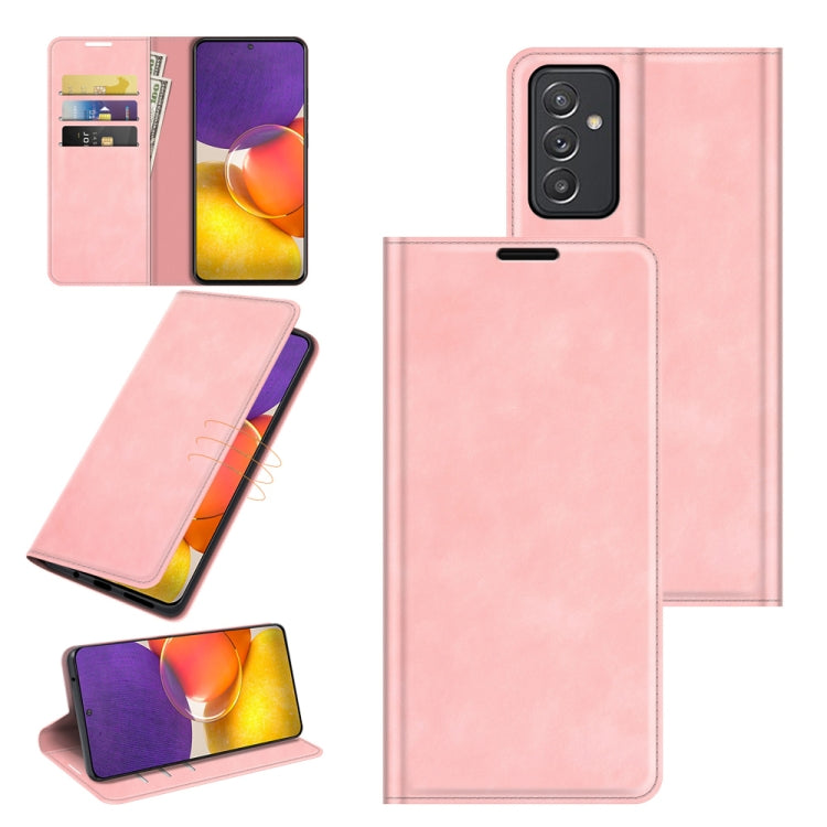 For Samsung Galaxy Quantum2 / A82 5G Retro-skin Business Magnetic Suction Leather Case with Holder & Card Slots & Wallet