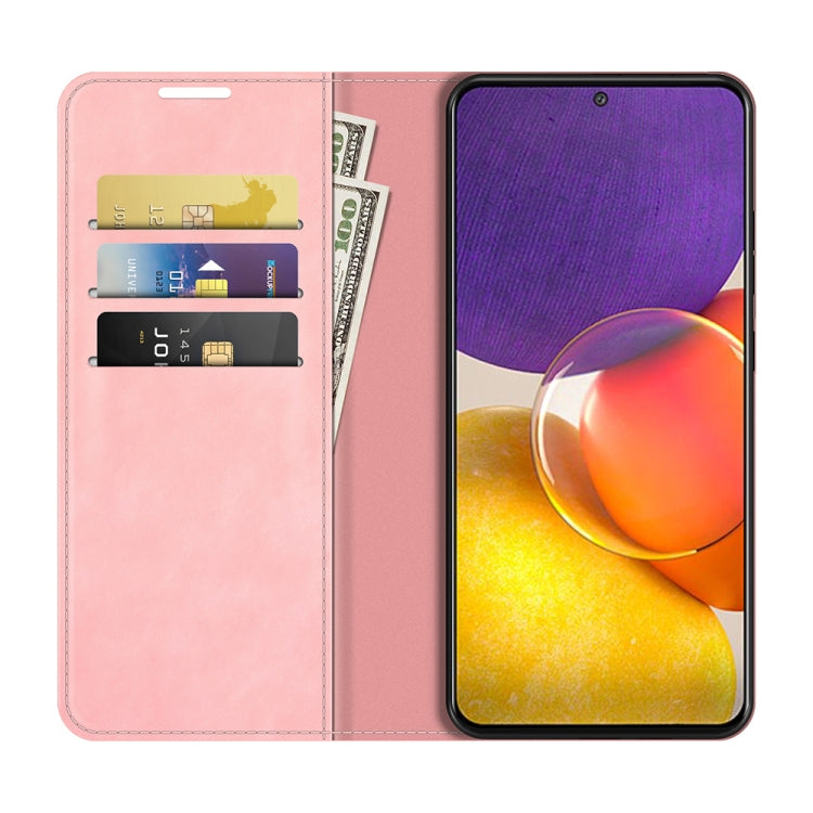 For Samsung Galaxy Quantum2 / A82 5G Retro-skin Business Magnetic Suction Leather Case with Holder & Card Slots & Wallet