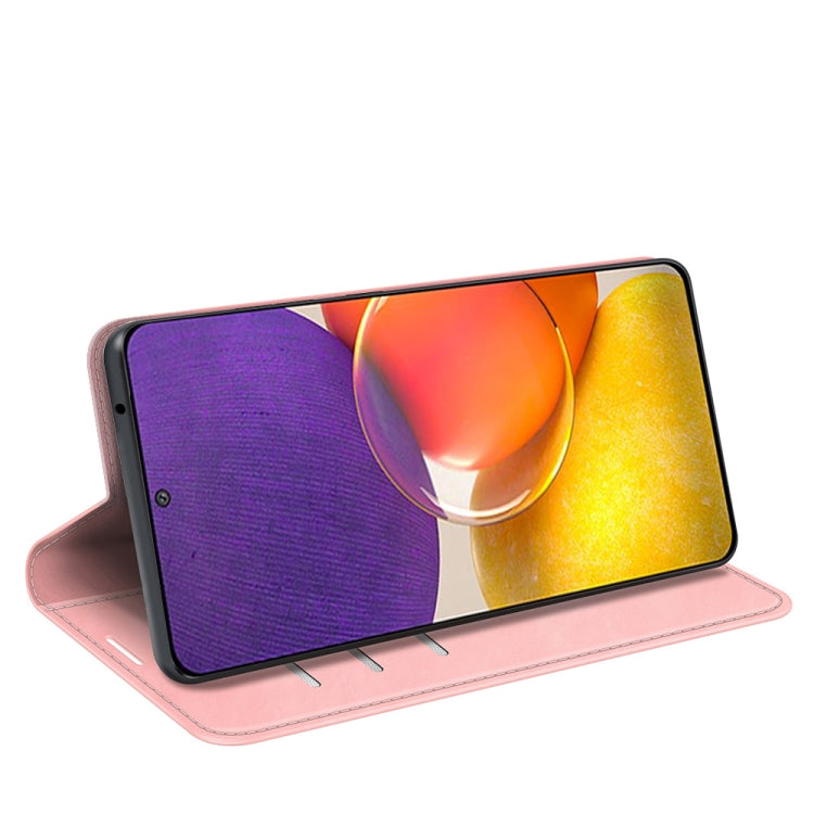 For Samsung Galaxy Quantum2 / A82 5G Retro-skin Business Magnetic Suction Leather Case with Holder & Card Slots & Wallet