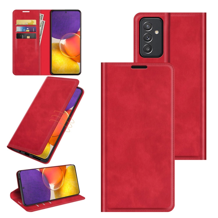 For Samsung Galaxy Quantum2 / A82 5G Retro-skin Business Magnetic Suction Leather Case with Holder & Card Slots & Wallet