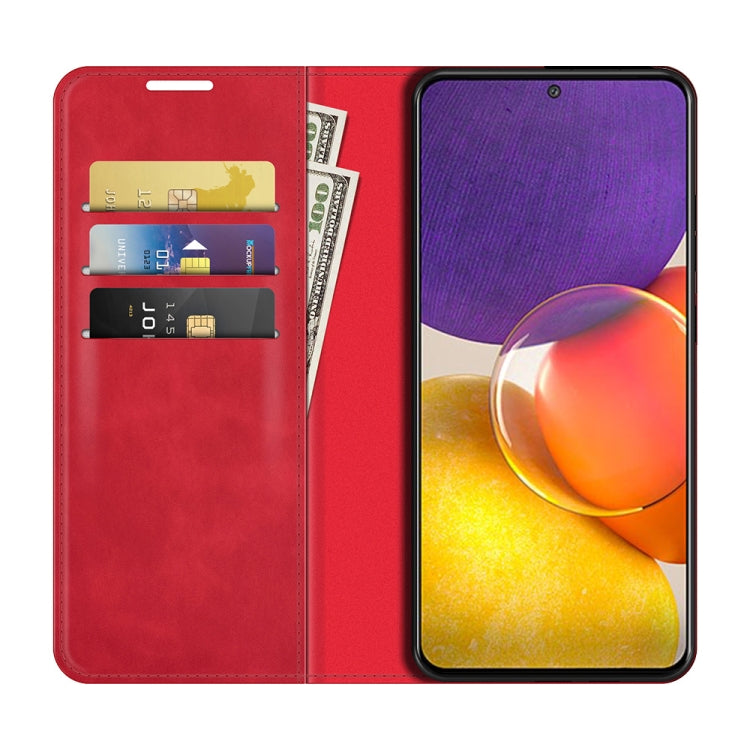 For Samsung Galaxy Quantum2 / A82 5G Retro-skin Business Magnetic Suction Leather Case with Holder & Card Slots & Wallet