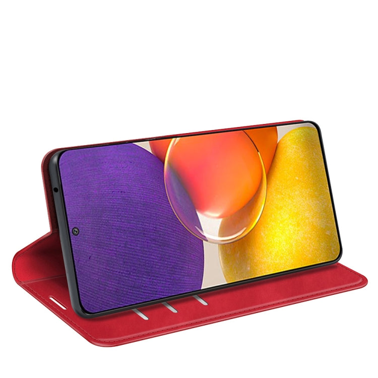 For Samsung Galaxy Quantum2 / A82 5G Retro-skin Business Magnetic Suction Leather Case with Holder & Card Slots & Wallet