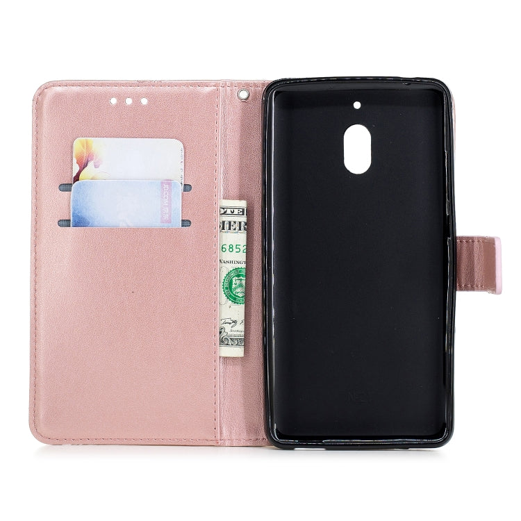 Diamond Encrusted Butterflies Love Flowers Pattern Horizontal Flip Leather Case for Nokia 2.1  , with Holder & Card Slots & Wallet & Lanyard