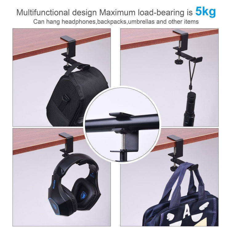 360 Degree Rotating Metal Headphone Hook Universal Headphone Holder Adjustable Clamp Video Gaming Headphone Hook
