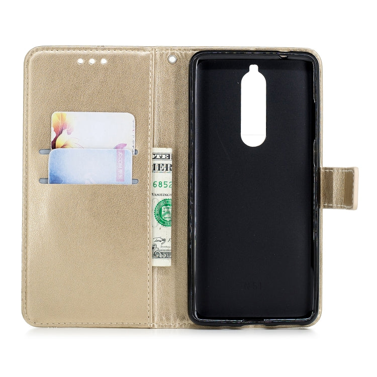 Diamond Encrusted Butterflies Love Flowers Pattern Horizontal Flip Leather Case for Nokia 5.1, with Holder & Card Slots & Wallet & Lanyard