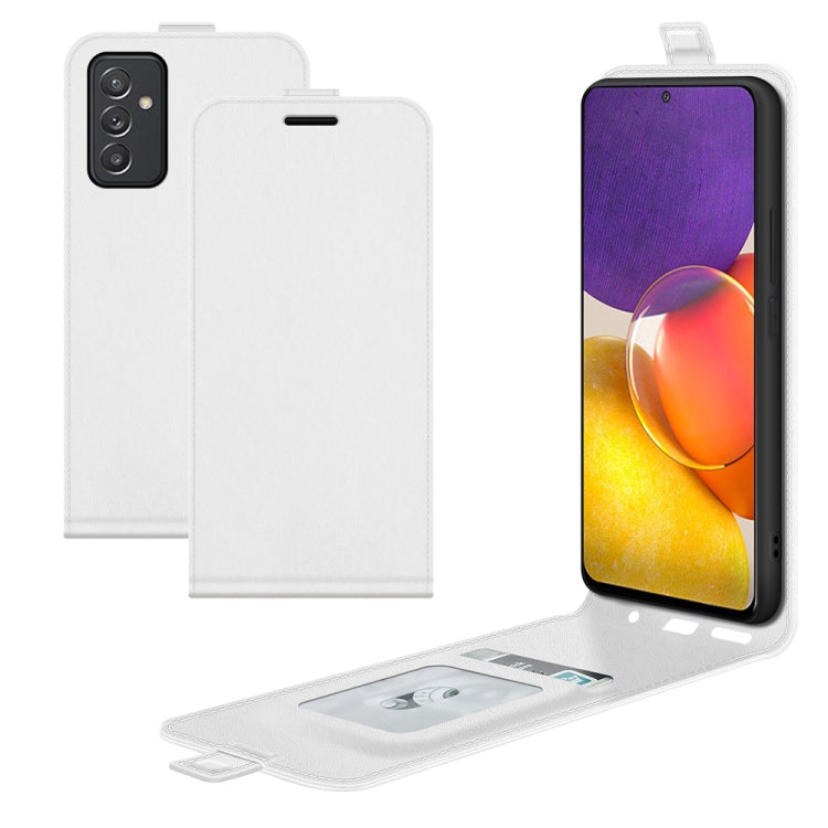 For Samsung Galaxy Quantum 2 / A82 R64 Texture Single Vertical Flip Leather Protective Case with Card Slots & Photo Frame