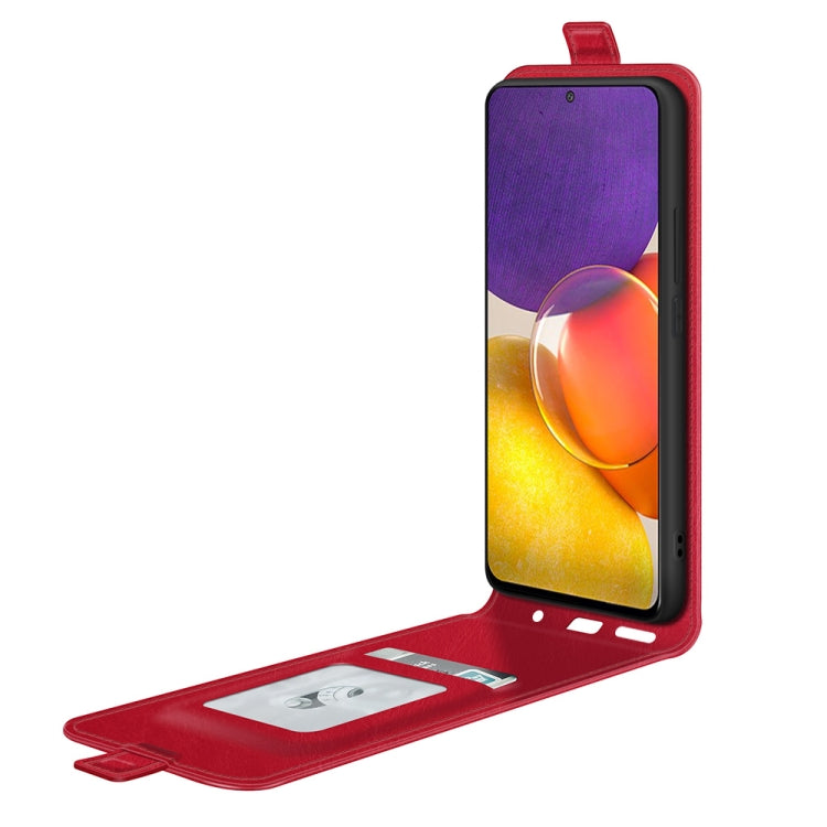 For Samsung Galaxy Quantum 2 / A82 R64 Texture Single Vertical Flip Leather Protective Case with Card Slots & Photo Frame