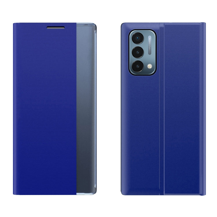 For OnePlus Nord N200  5G Side Window Display Magnetic Suction Plain Grain Flip PU Leather + PC Case with Holder