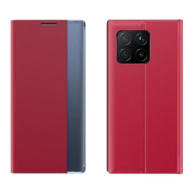 For Xiaomi Mi 11 Side Window Display Magnetic Suction Plain Grain Flip PU Leather + PC Case with Holder