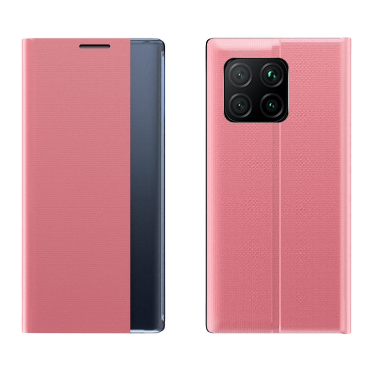 For Xiaomi Mi 11 Side Window Display Magnetic Suction Plain Grain Flip PU Leather + PC Case with Holder