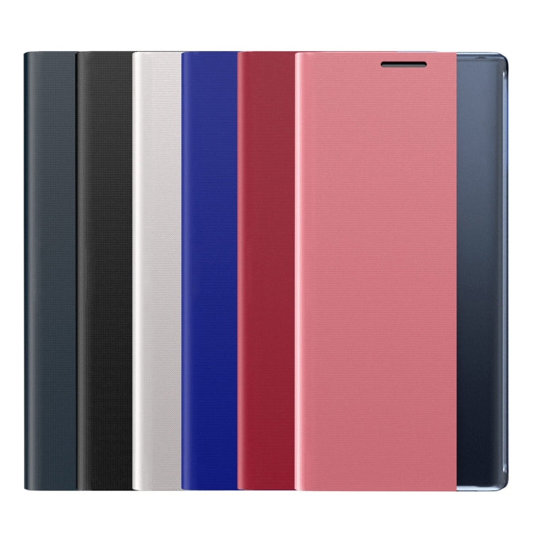 For Xiaomi Redmi Note 10 5G / Poco M3 Pro Side Window Display Magnetic Suction Plain Grain Flip PU Leather + PC Case with Holder