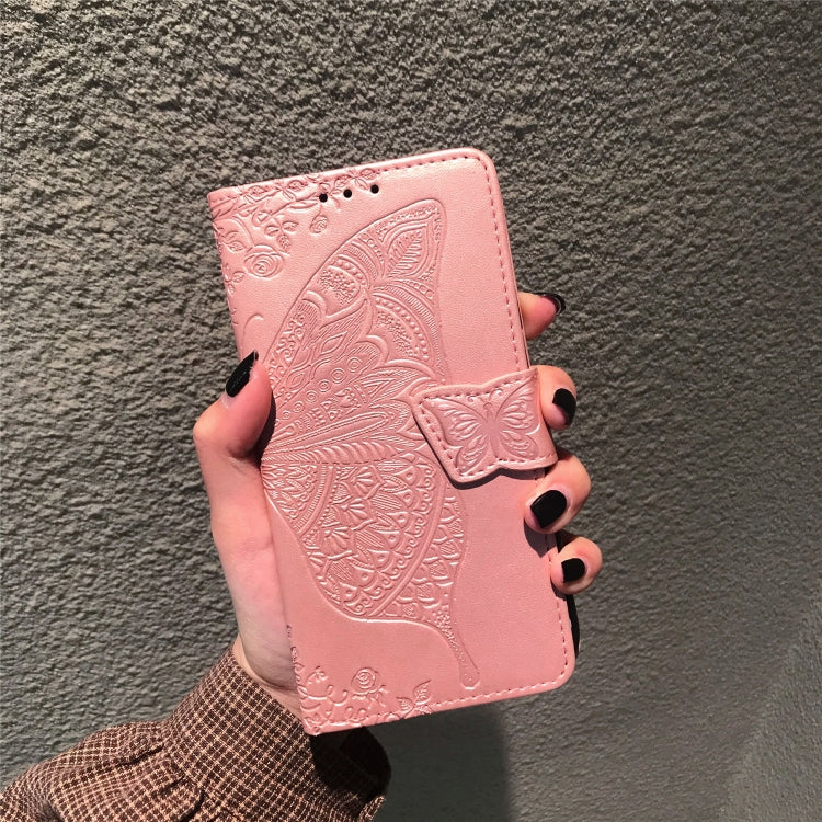 Butterfly Love Flowers Embossing Horizontal Flip Leather Case for Google Pixel 3A XL, with Holder & Card Slots & Wallet & Lanyard