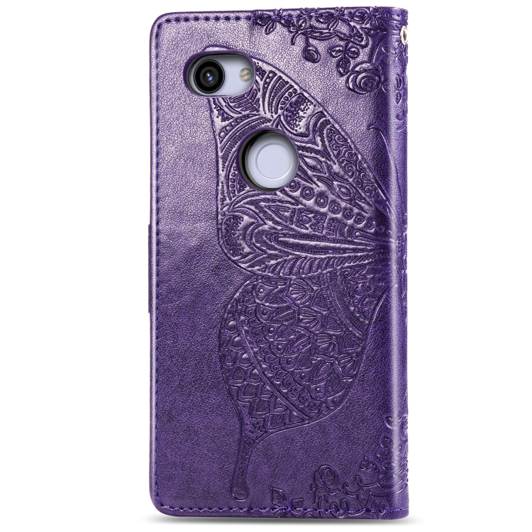 Butterfly Love Flowers Embossing Horizontal Flip Leather Case for Google Pixel 3A XL, with Holder & Card Slots & Wallet & Lanyard
