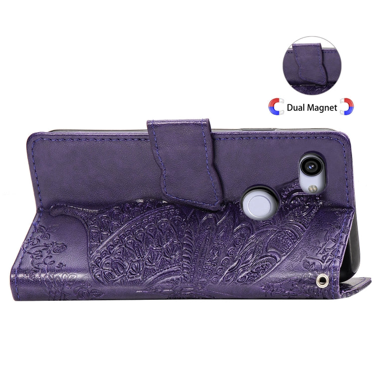 Butterfly Love Flowers Embossing Horizontal Flip Leather Case for Google Pixel 3A XL, with Holder & Card Slots & Wallet & Lanyard