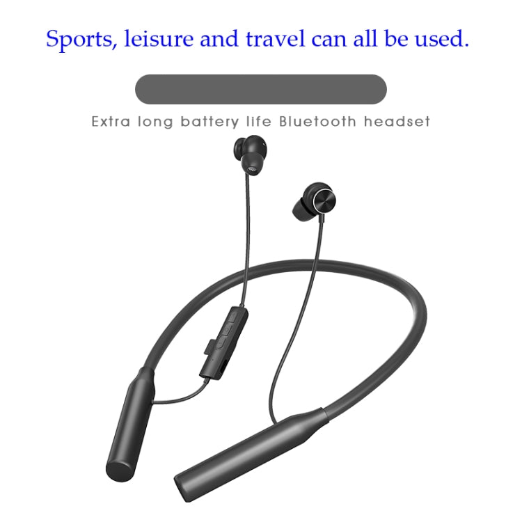 YH-08 Neck-Mounted Wireless Bluetooth 5.0 Sports Earphone with Magnetic & Wired Control Function(Black)