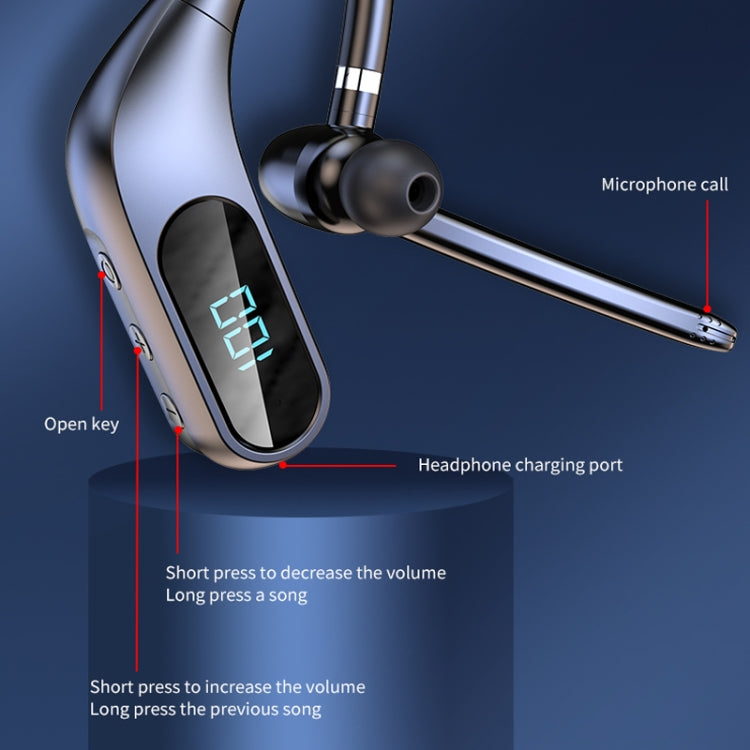 Kj12 Long-standby Battery Display Business Earhook Bluetooth Earphone Support Hands-free