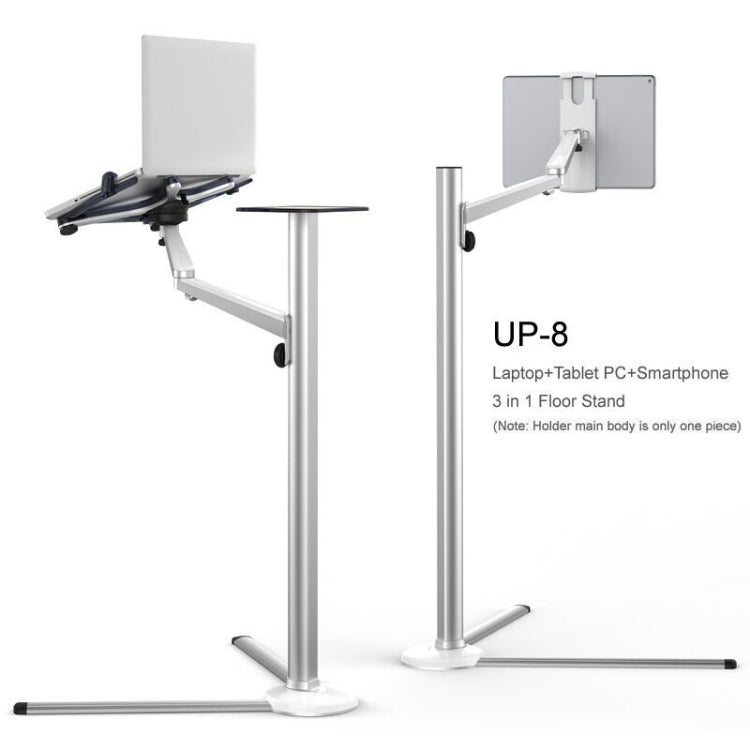 UP-8 3-in-1 Multifunction Adjustable Computer Floor Stand with Mouse Tray