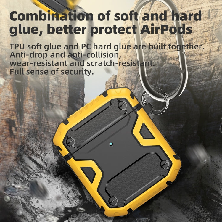 Two-color TPU + PC Tri-proof Earphone Protective Case with Hook For AirPods 1 / 2