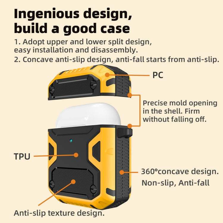Two-color TPU + PC Tri-proof Earphone Protective Case with Hook For AirPods 1 / 2