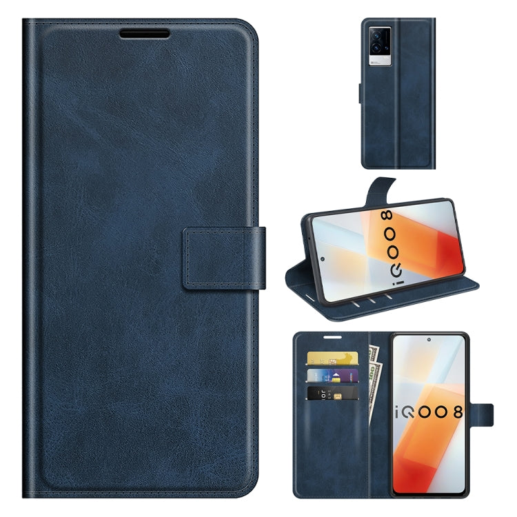 For vivo iQOO 8 Retro Calf Pattern Buckle Horizontal Flip Leather Case with Holder & Card Slots & Wallet