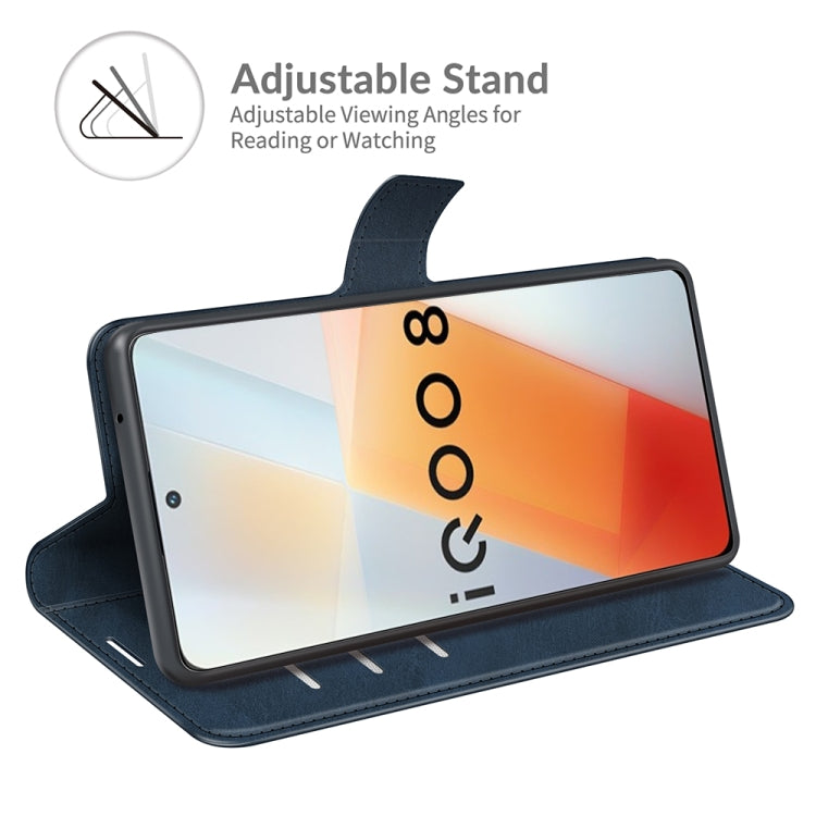 For vivo iQOO 8 Retro Calf Pattern Buckle Horizontal Flip Leather Case with Holder & Card Slots & Wallet