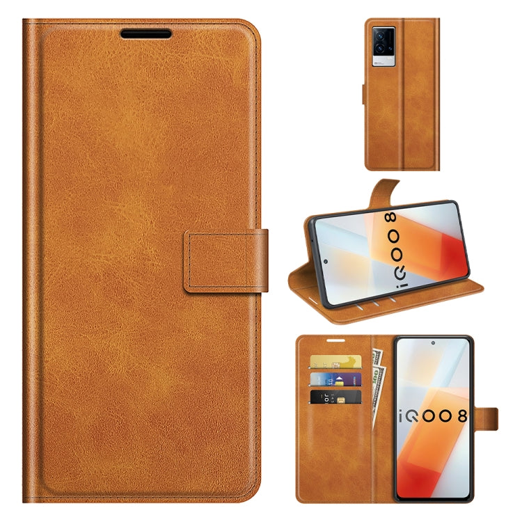 For vivo iQOO 8 Retro Calf Pattern Buckle Horizontal Flip Leather Case with Holder & Card Slots & Wallet