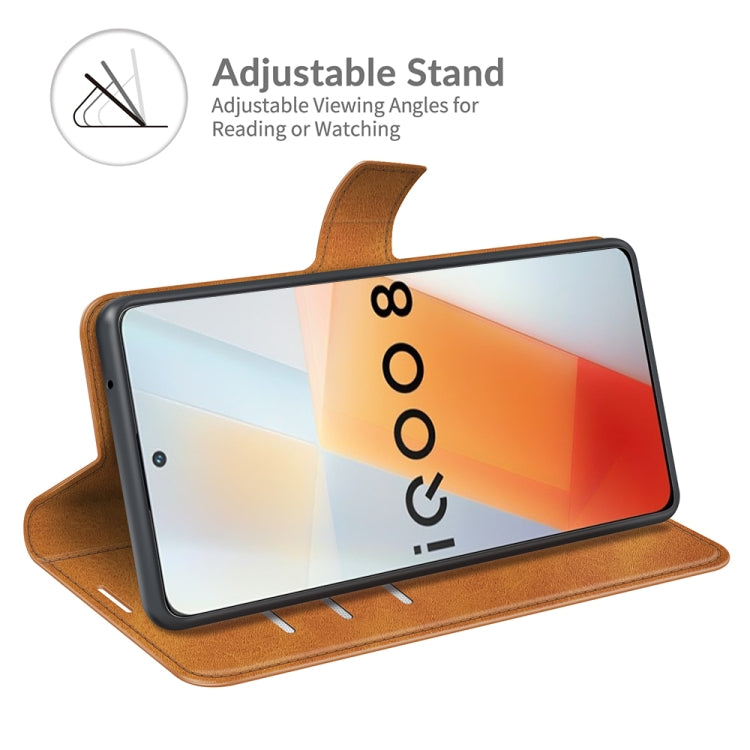 For vivo iQOO 8 Retro Calf Pattern Buckle Horizontal Flip Leather Case with Holder & Card Slots & Wallet