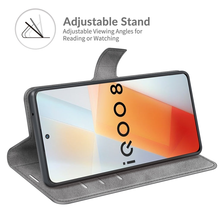 For vivo iQOO 8 Retro Calf Pattern Buckle Horizontal Flip Leather Case with Holder & Card Slots & Wallet