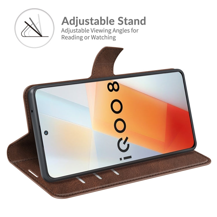 For vivo iQOO 8 Retro Calf Pattern Buckle Horizontal Flip Leather Case with Holder & Card Slots & Wallet