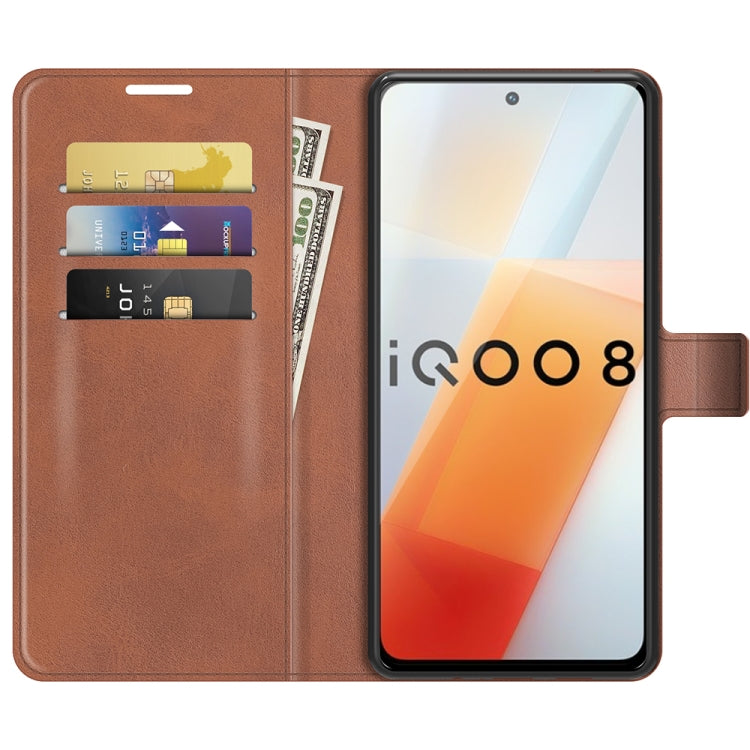 For vivo iQOO 8 Retro Calf Pattern Buckle Horizontal Flip Leather Case with Holder & Card Slots & Wallet