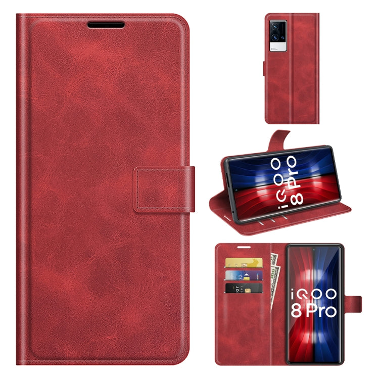 For vivo iQOO 8 Pro Retro Calf Pattern Buckle Horizontal Flip Leather Case with Holder & Card Slots & Wallet