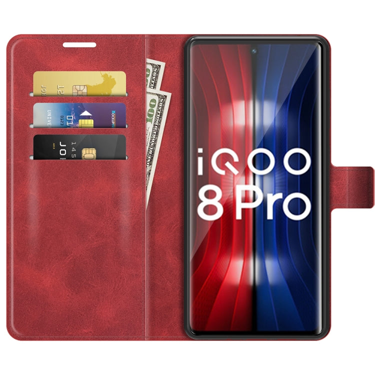 For vivo iQOO 8 Pro Retro Calf Pattern Buckle Horizontal Flip Leather Case with Holder & Card Slots & Wallet