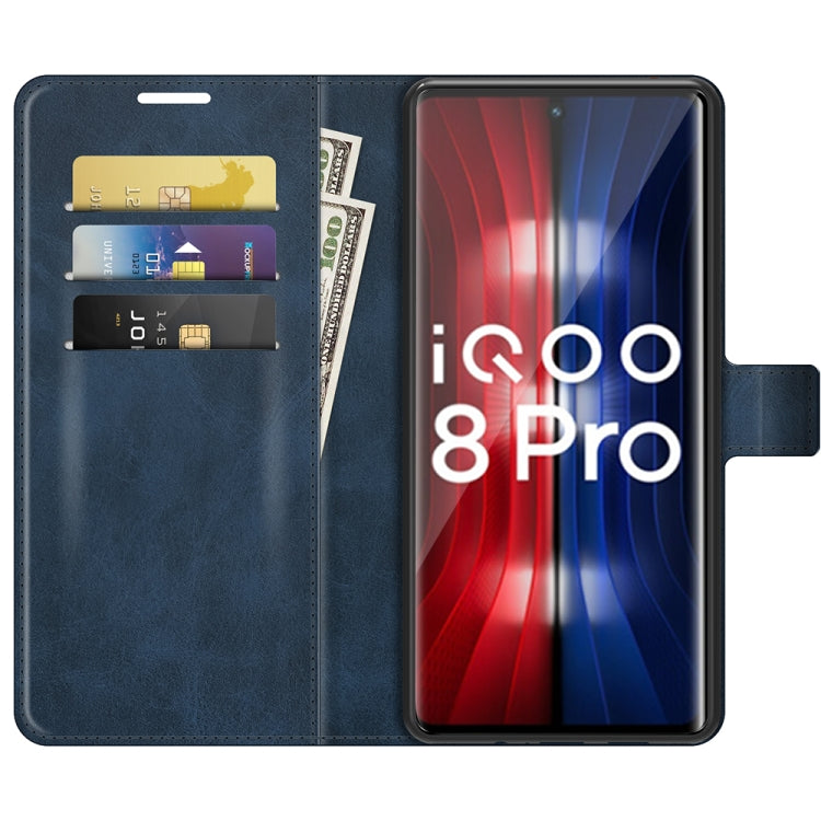 For vivo iQOO 8 Pro Retro Calf Pattern Buckle Horizontal Flip Leather Case with Holder & Card Slots & Wallet