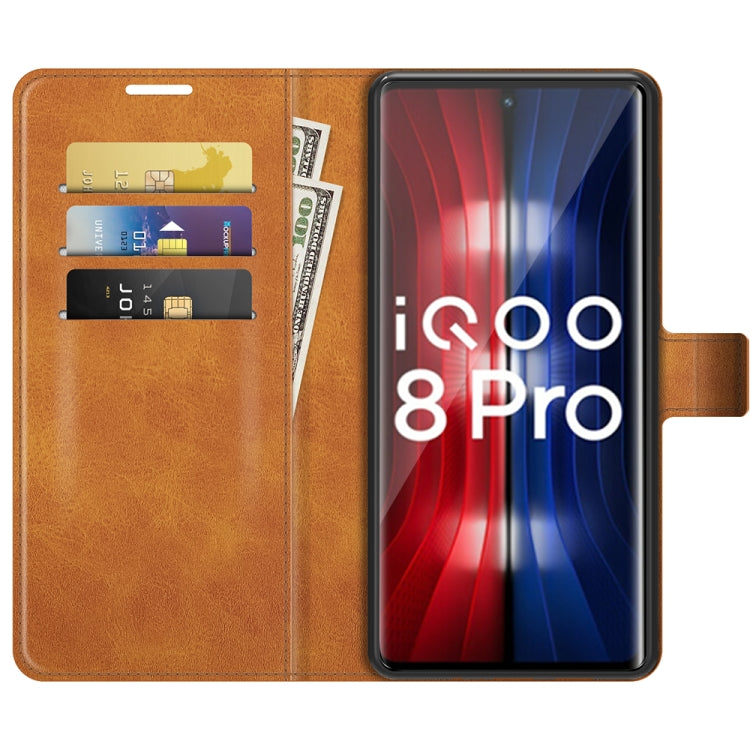 For vivo iQOO 8 Pro Retro Calf Pattern Buckle Horizontal Flip Leather Case with Holder & Card Slots & Wallet