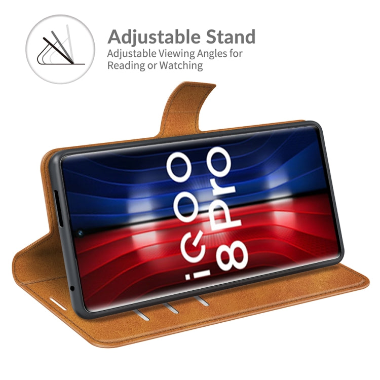 For vivo iQOO 8 Pro Retro Calf Pattern Buckle Horizontal Flip Leather Case with Holder & Card Slots & Wallet