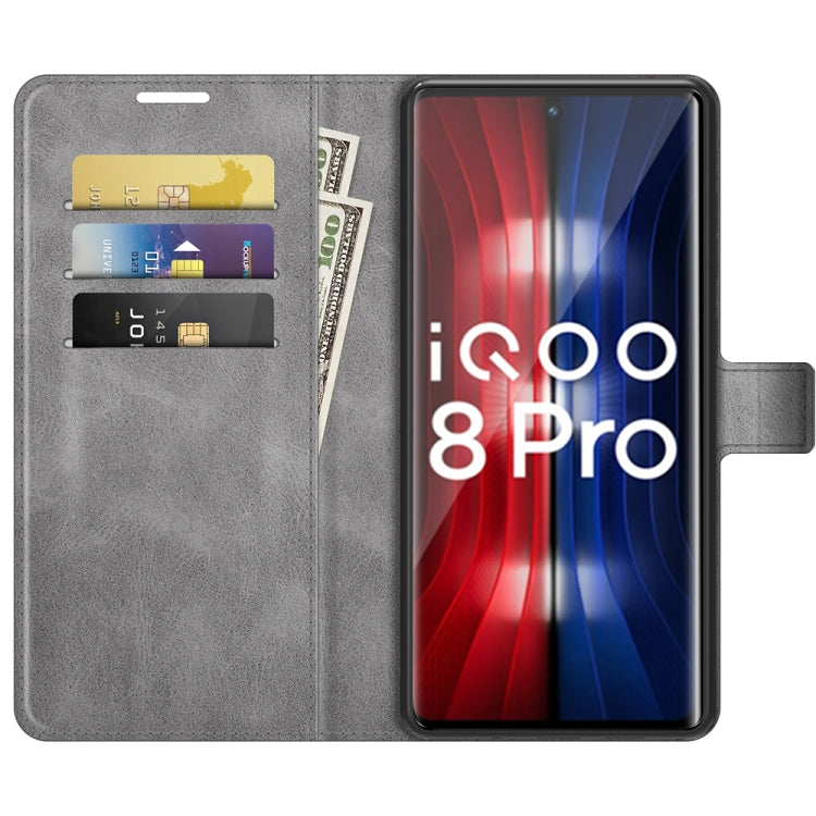 For vivo iQOO 8 Pro Retro Calf Pattern Buckle Horizontal Flip Leather Case with Holder & Card Slots & Wallet