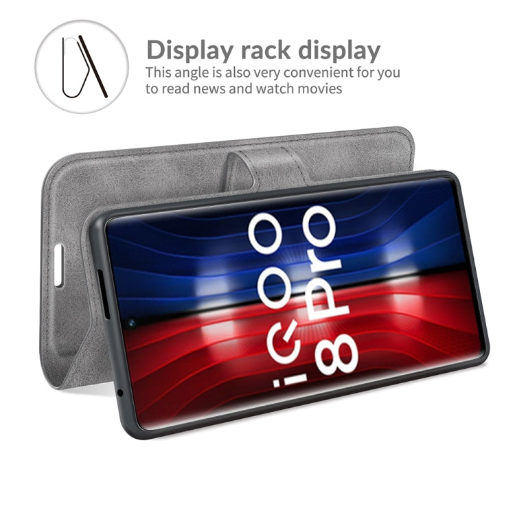 For vivo iQOO 8 Pro Retro Calf Pattern Buckle Horizontal Flip Leather Case with Holder & Card Slots & Wallet